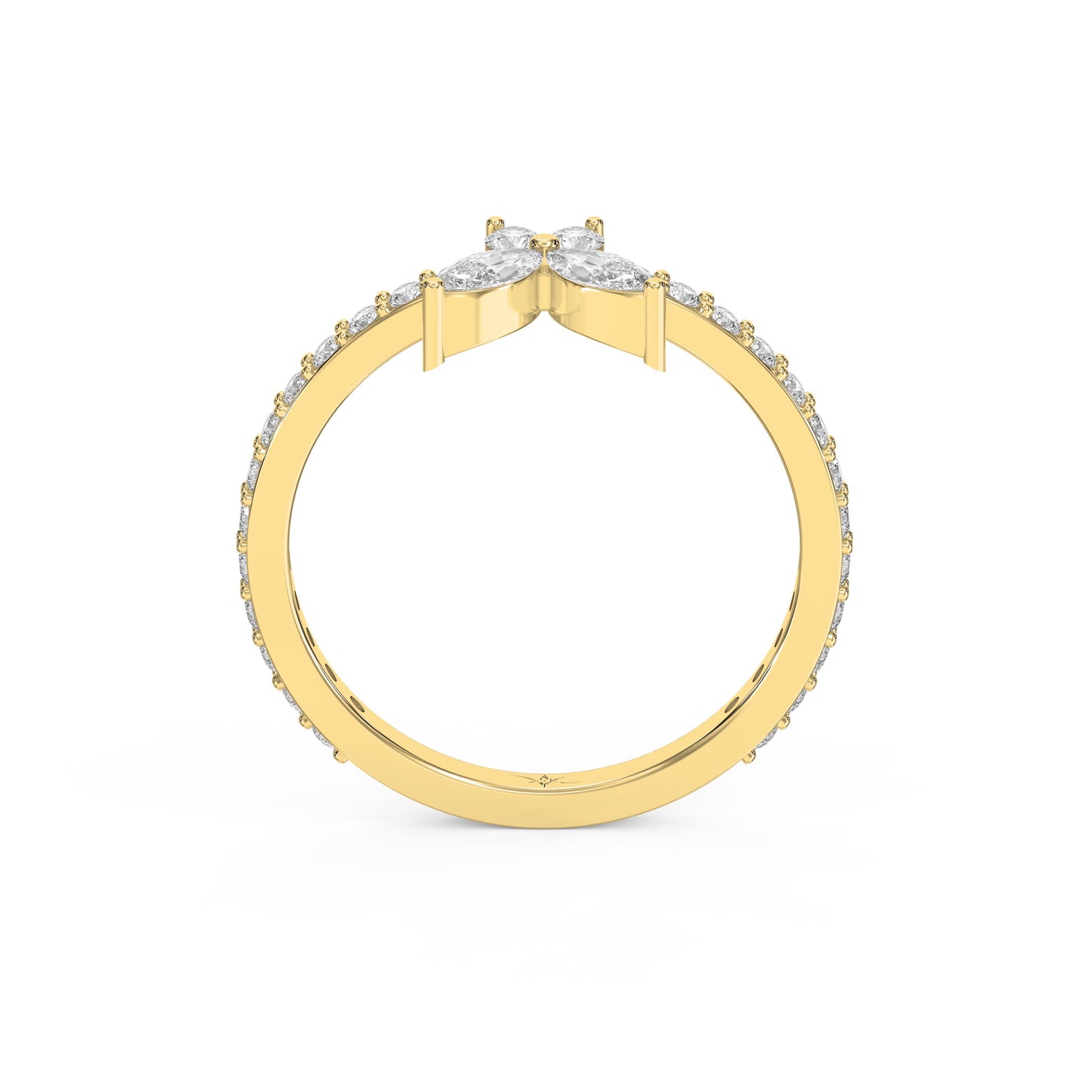 Elegant Floral Marquise and Round Diamond Ring