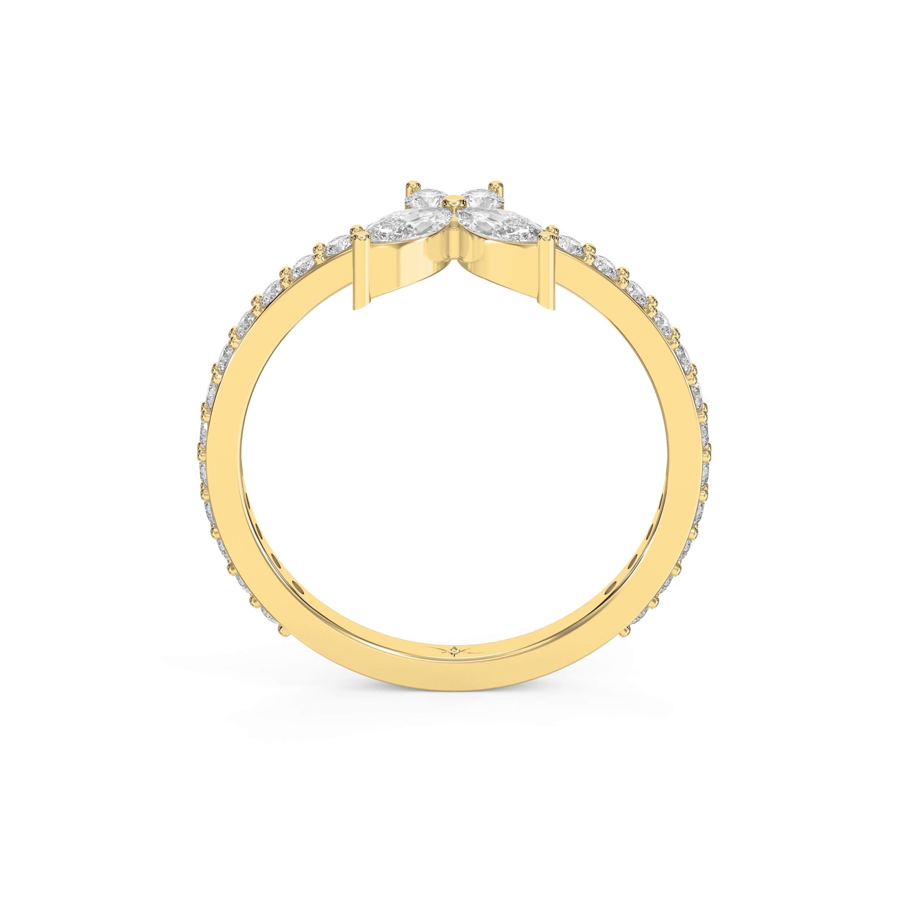 Elegant Floral Marquise and Round Diamond Ring