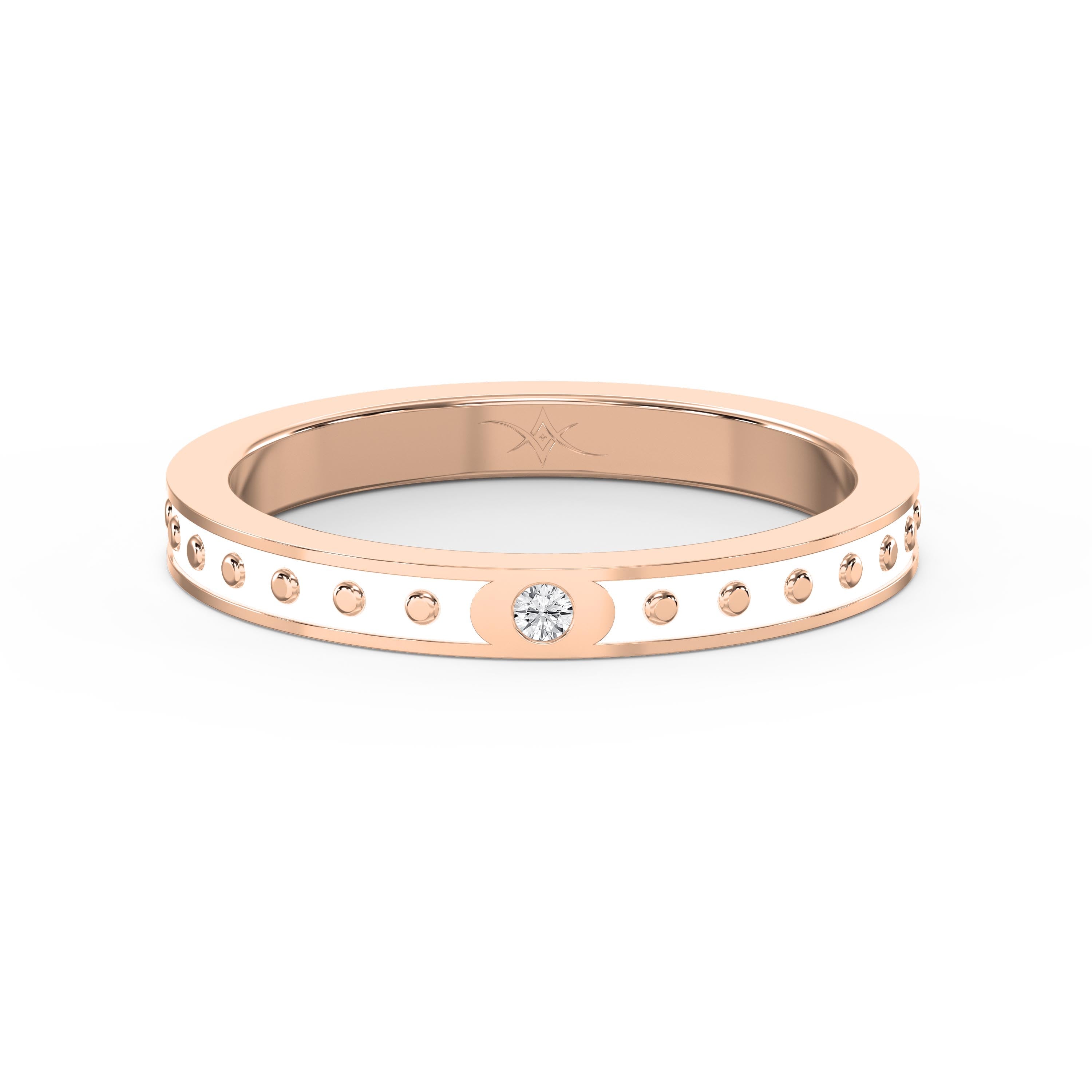 Minimalist Moon Motif Round Diamond Celestial Design Ring