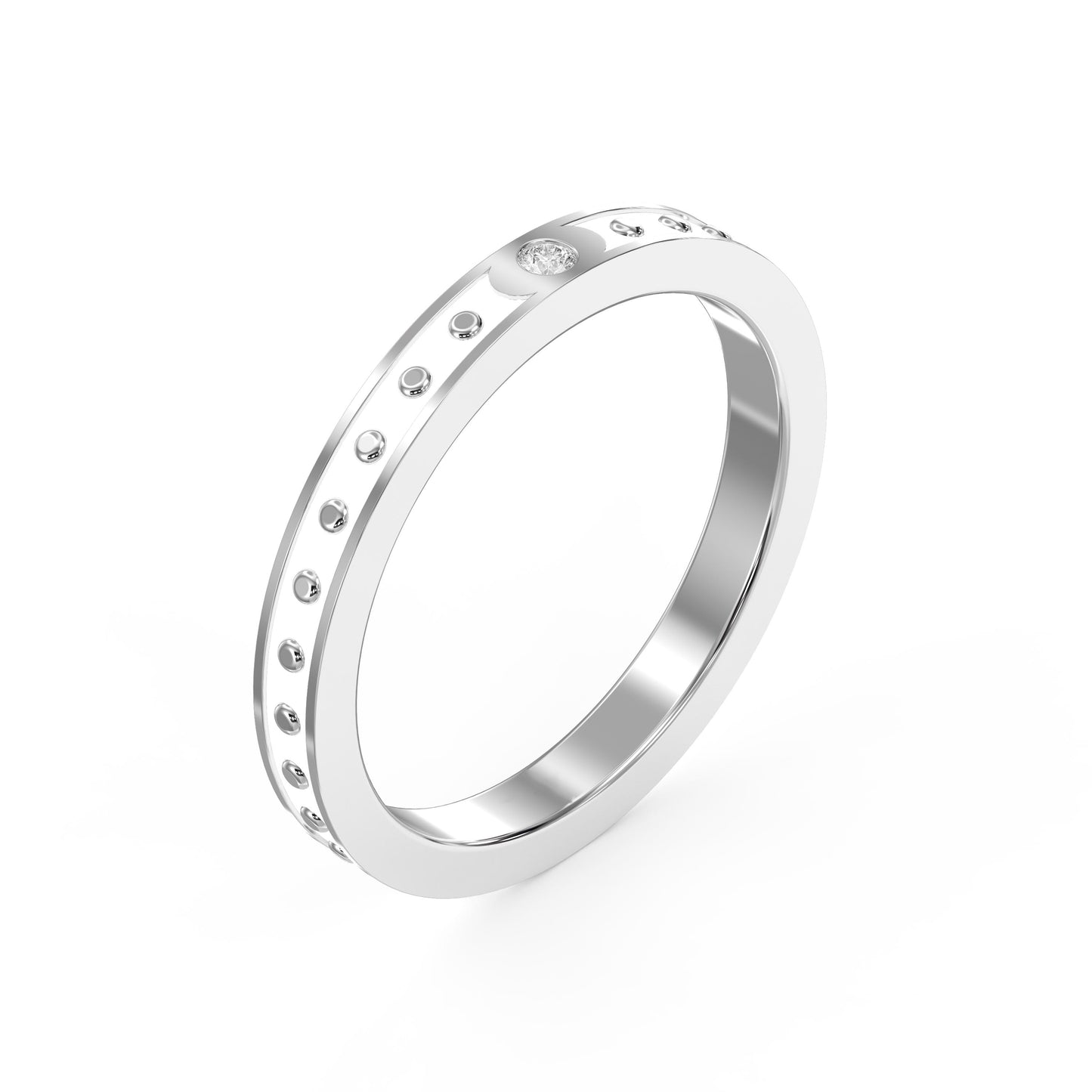 Minimalist Moon Motif Round Diamond Celestial Design Ring