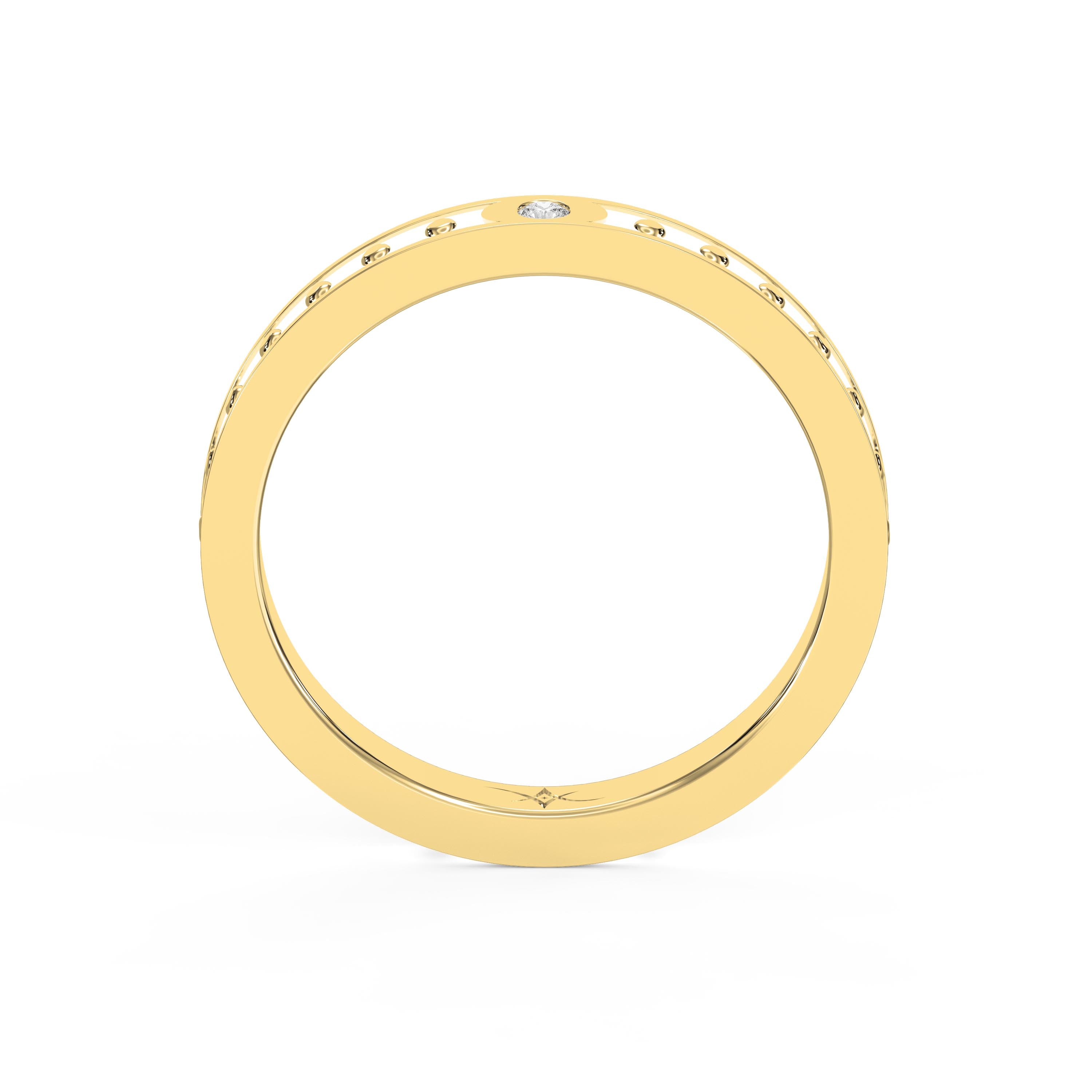 Minimalist Moon Motif Round Diamond Celestial Design Ring