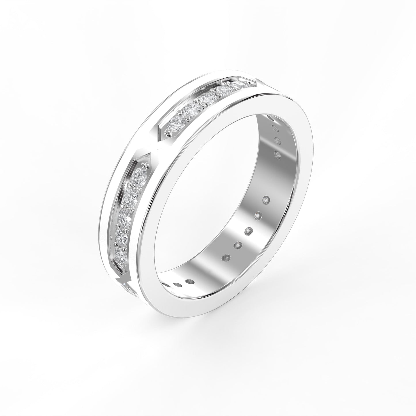 Round Diamond With White Enamel Band ( 0.45 Ct. )