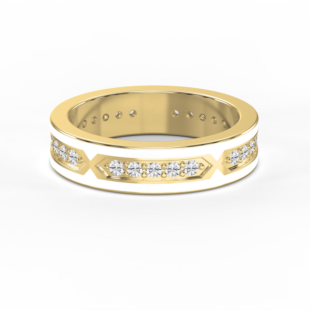 Round Diamond With White Enamel Band