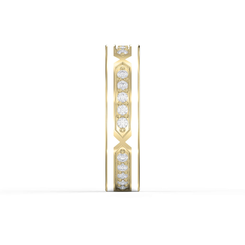 Round Diamond With White Enamel Band
