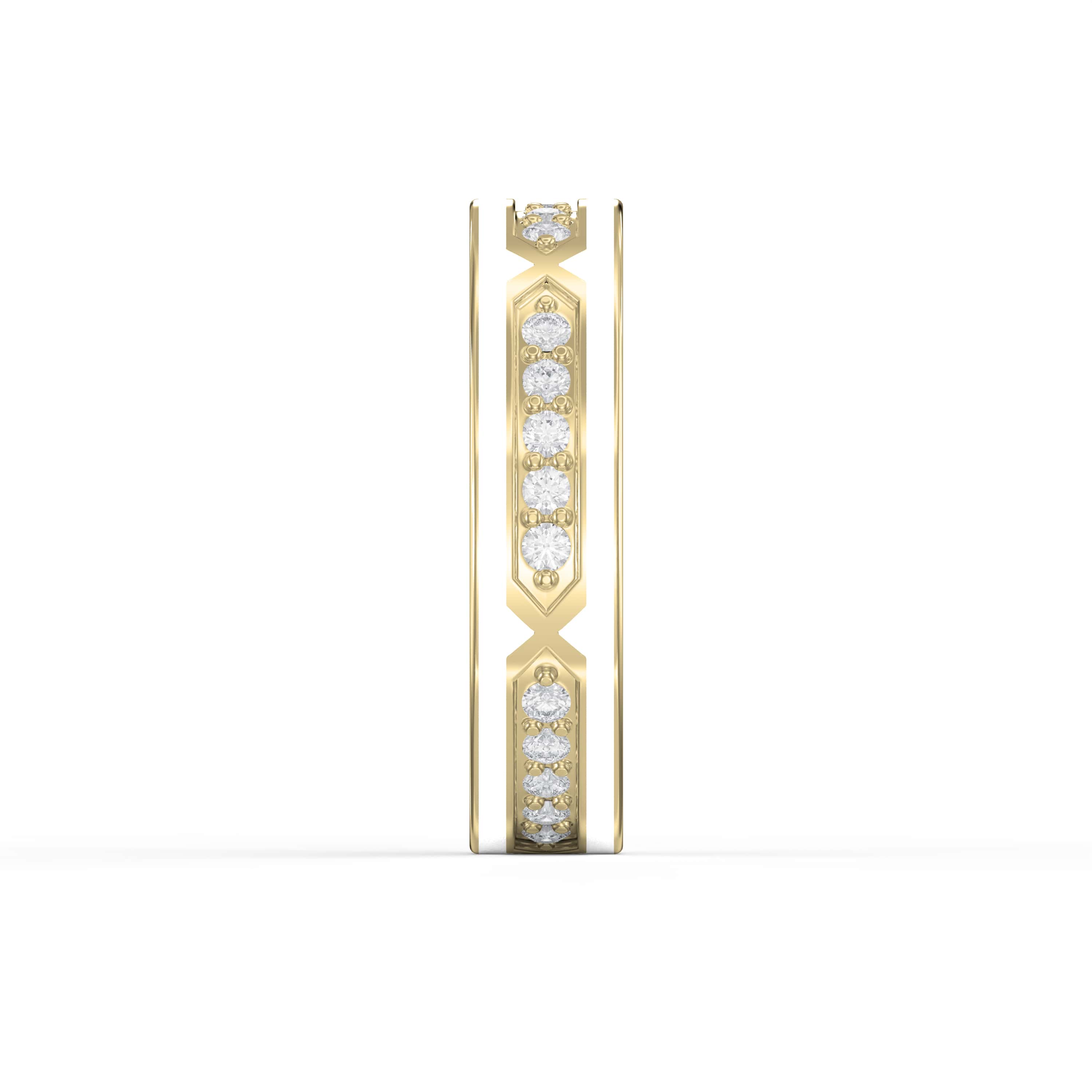 Round Diamond With White Enamel Band