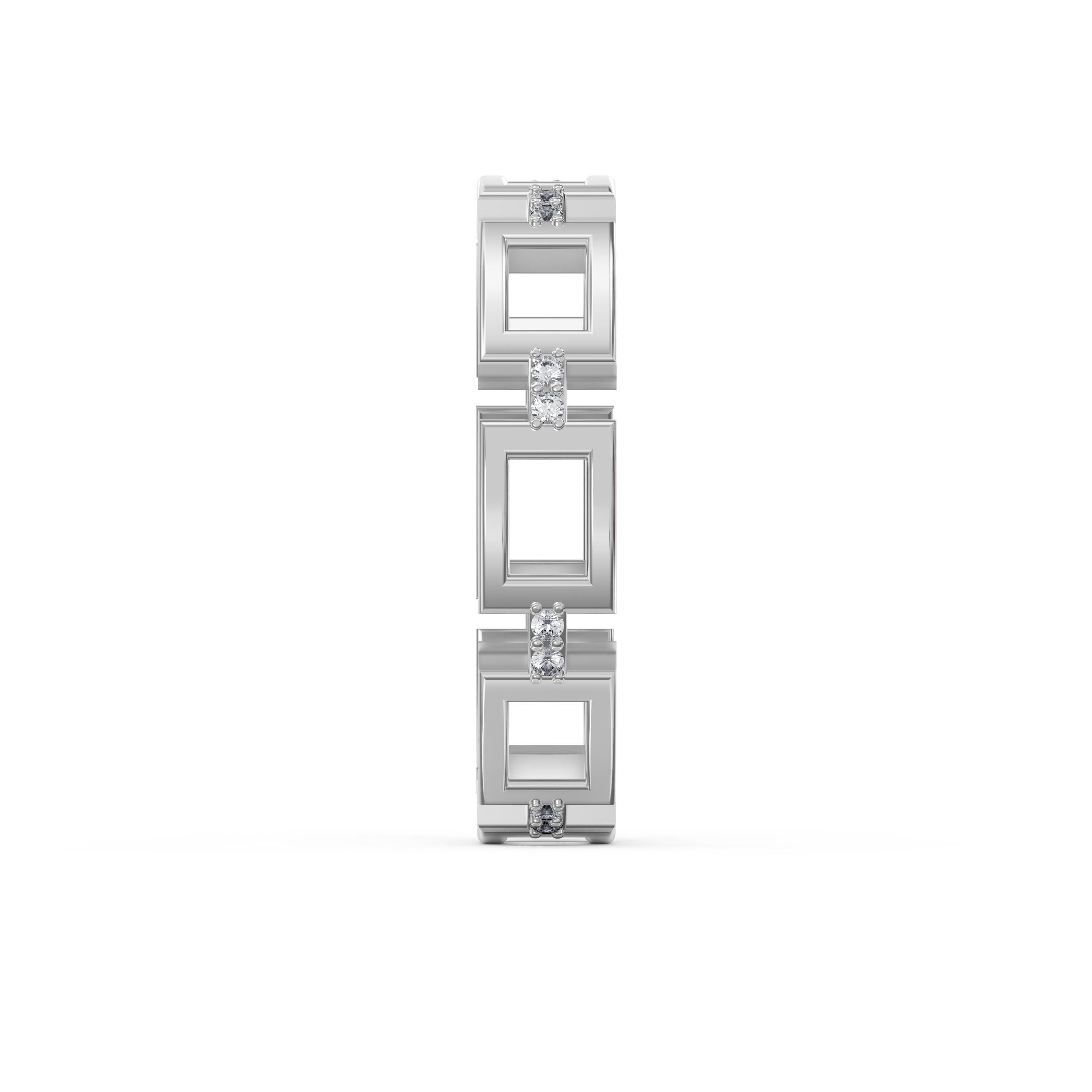 Square Link Dainty Round Diamond Wedding Band
