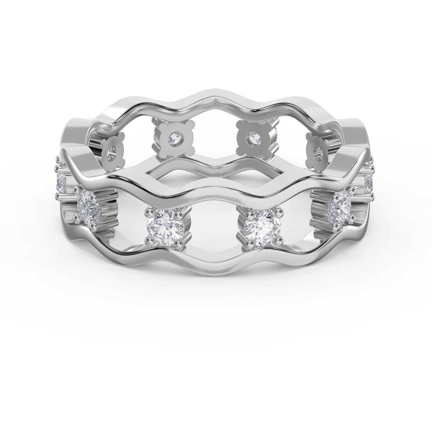 Link Round Wedding Band Rings ( 0.60 - 1.00 ct. )