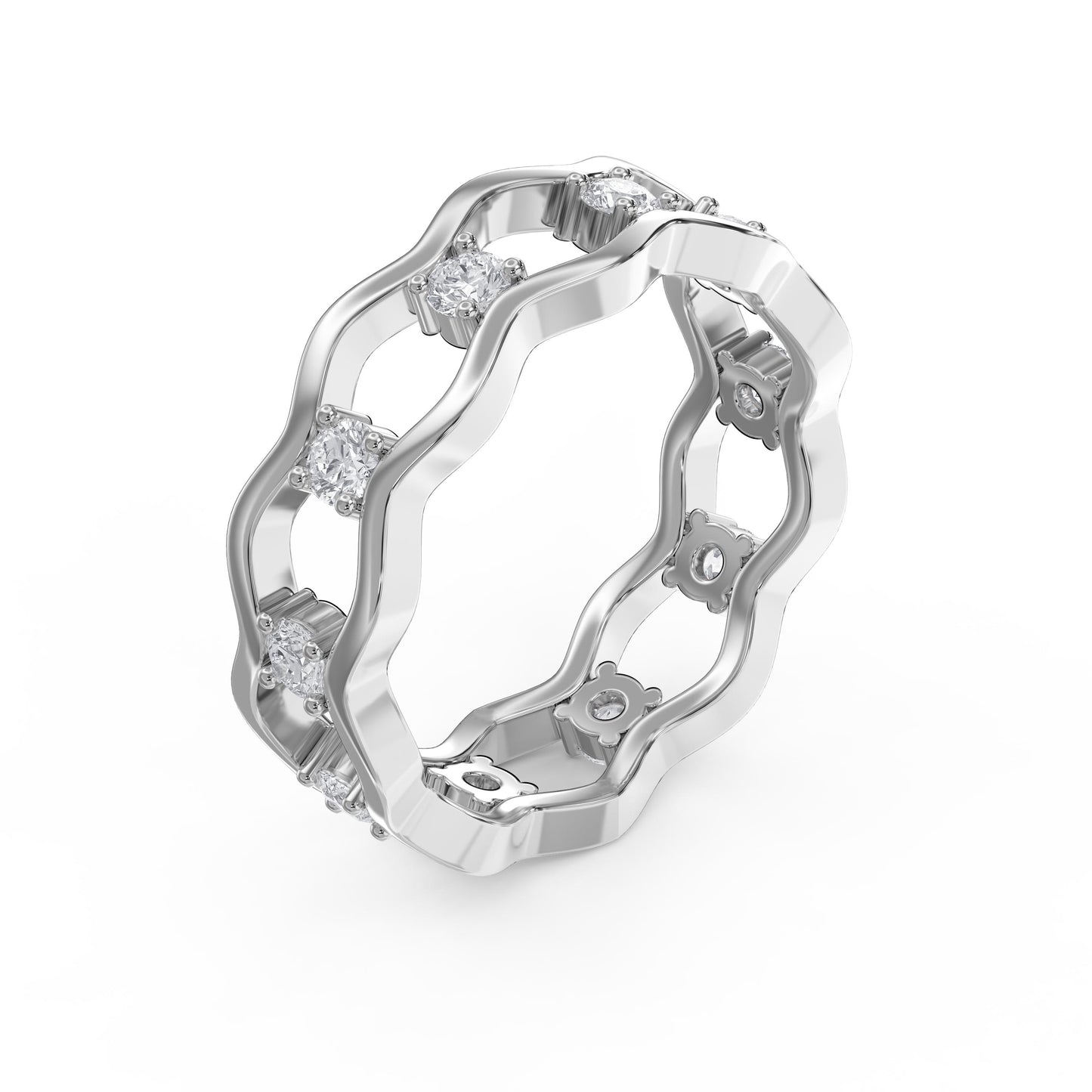 Link Round Wedding Band Rings ( 0.60 - 1.00 ct. )