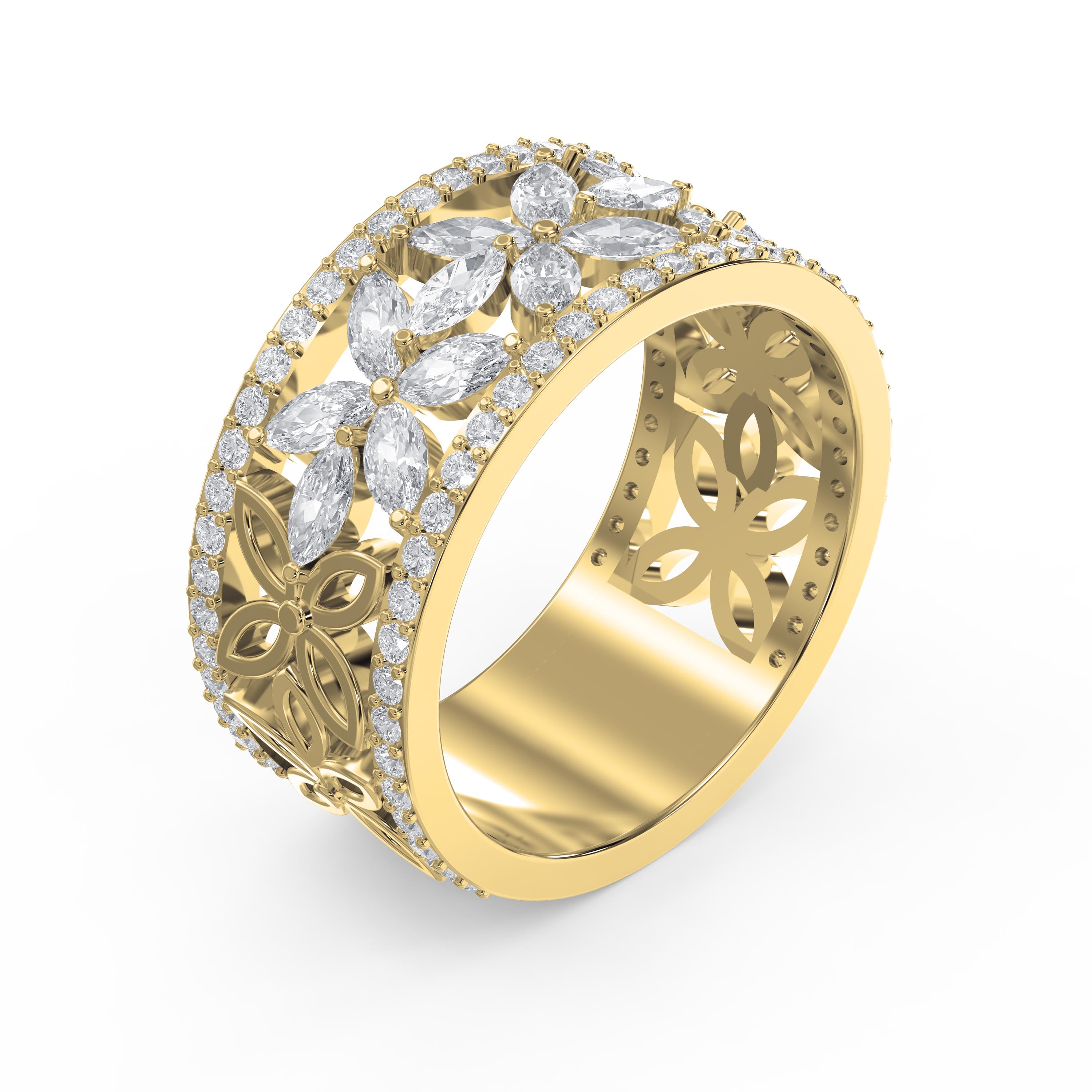 Crafted Round & Marquise cut Diamond Band