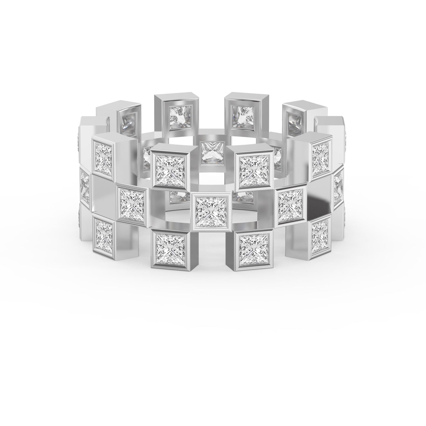 Bold Geometric Princess Cut Diamond Band ( 2.00 - 3.00 ct. )