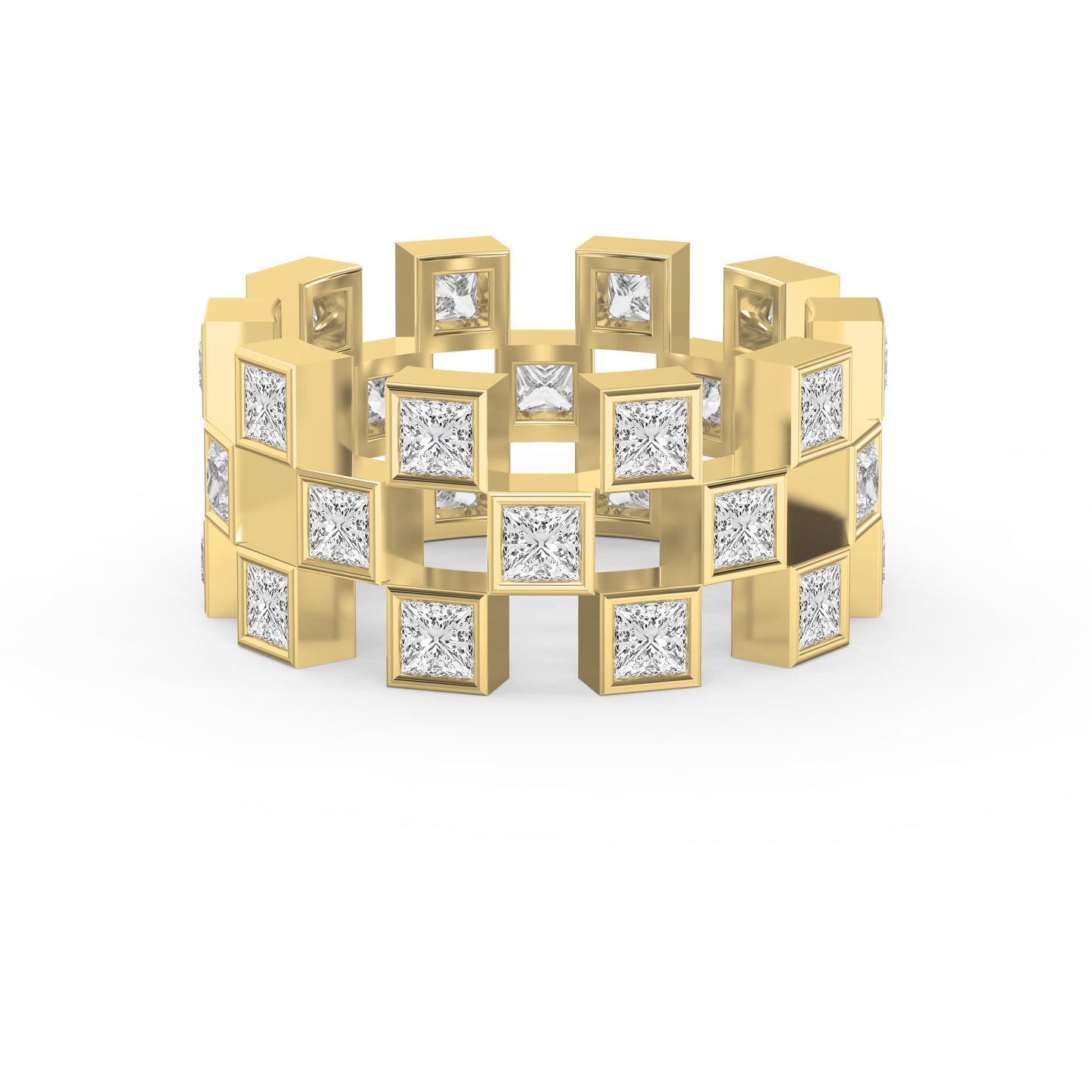 Bold Geometric Princess Cut Diamond Band ( 2.00 - 3.00 ct. )
