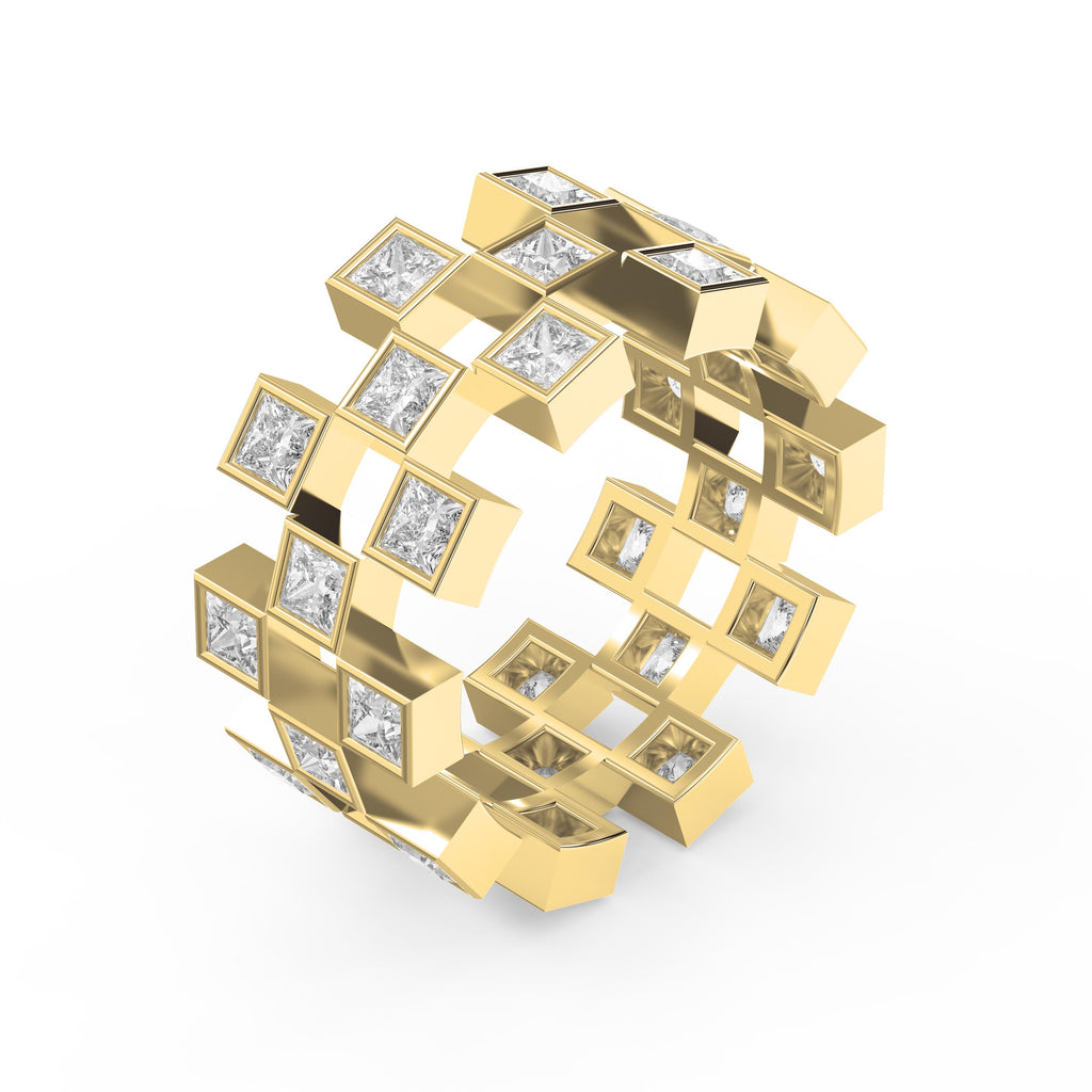 Bold Geometric Princess Cut Diamond Band
