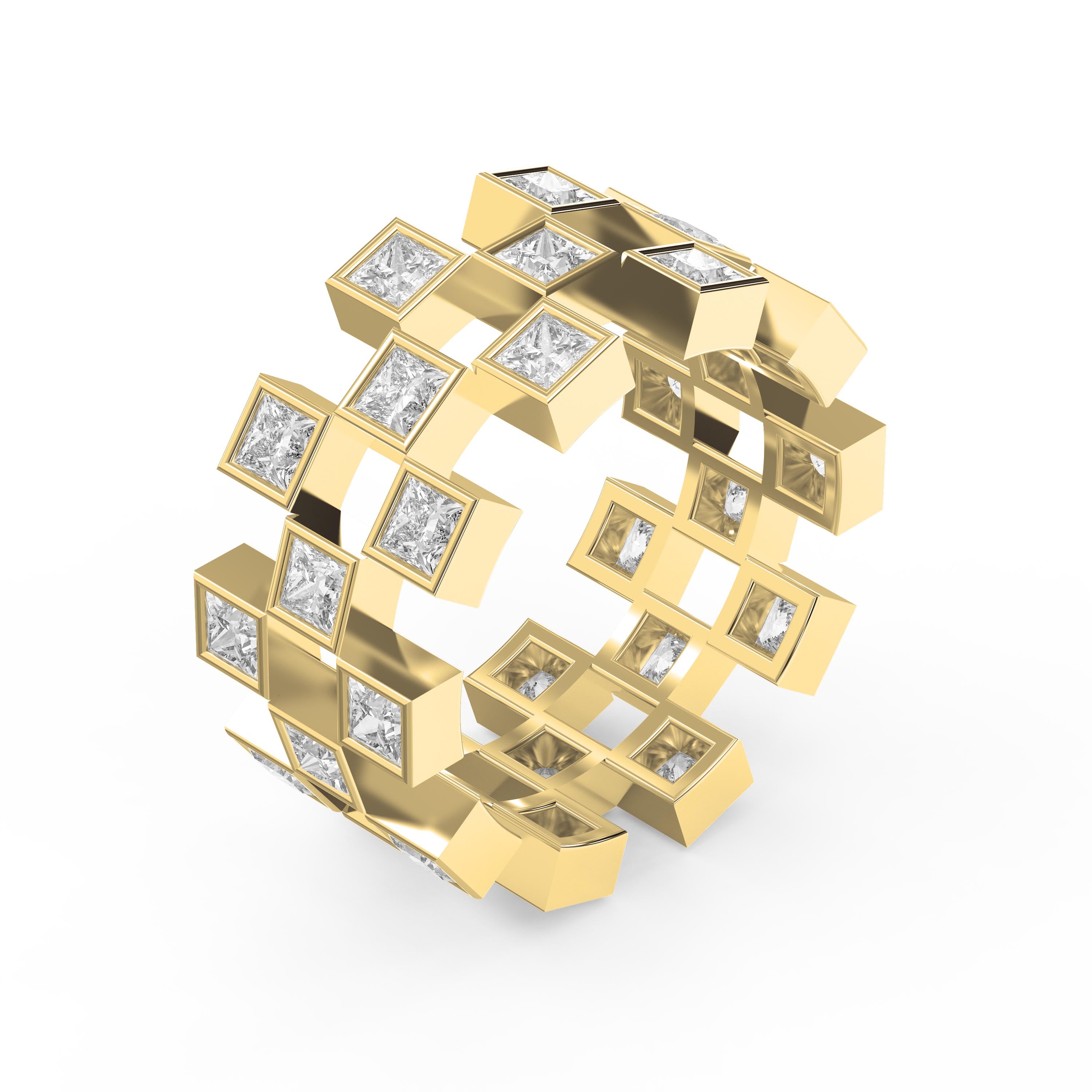 Bold Geometric Princess Cut Diamond Band