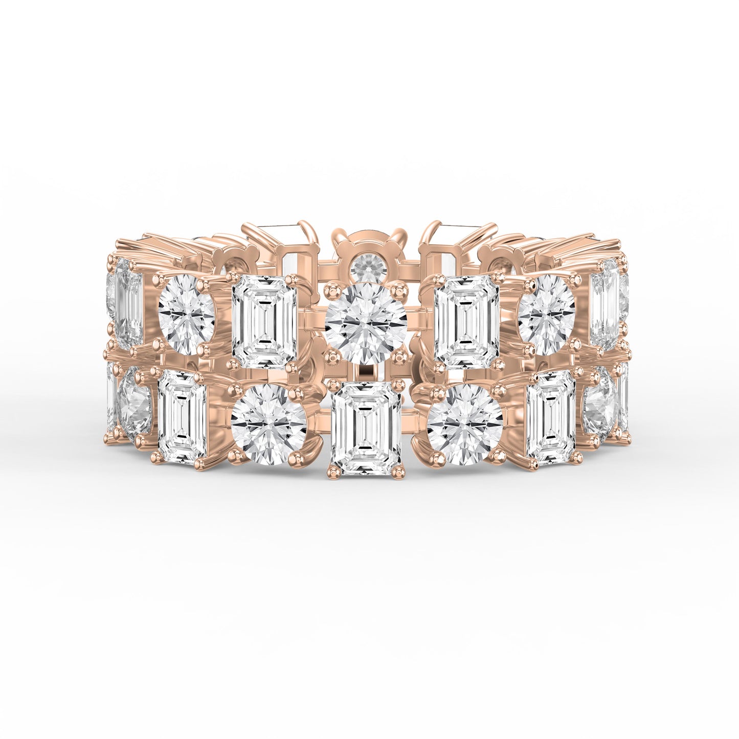 Uniqe Statement Wide Round & Emerald Diamond Band ( 4.00 - 6.00 Ct. )