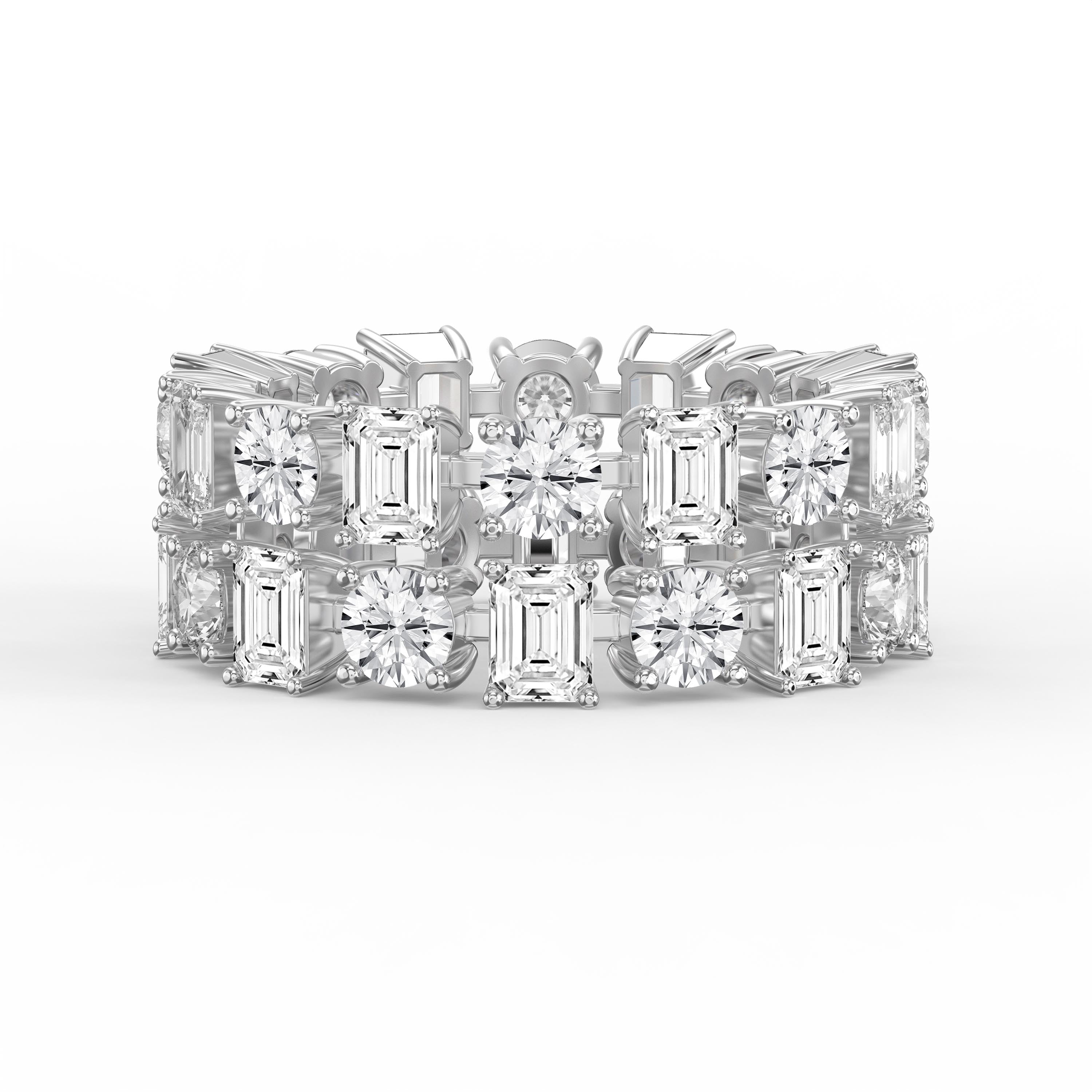 Uniqe Statement Wide Round & Emerald Diamond Band