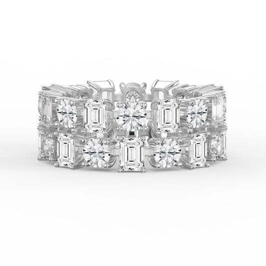 Uniqe Statement Wide Round & Emerald Diamond Band ( 4.00 - 6.00 Ct. )