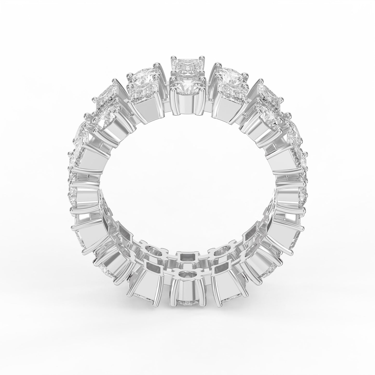 Uniqe Statement Wide Round & Emerald Diamond Band ( 4.00 - 6.00 Ct. )