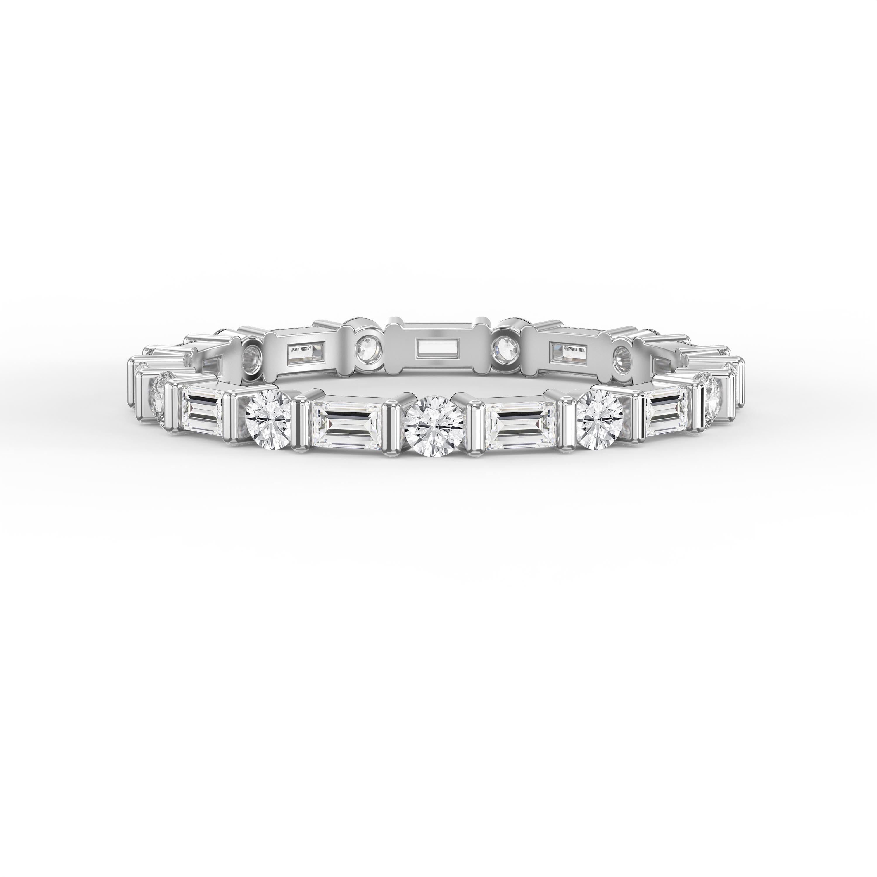 Luxury Round Baguette Cut Diamond Duo Ring