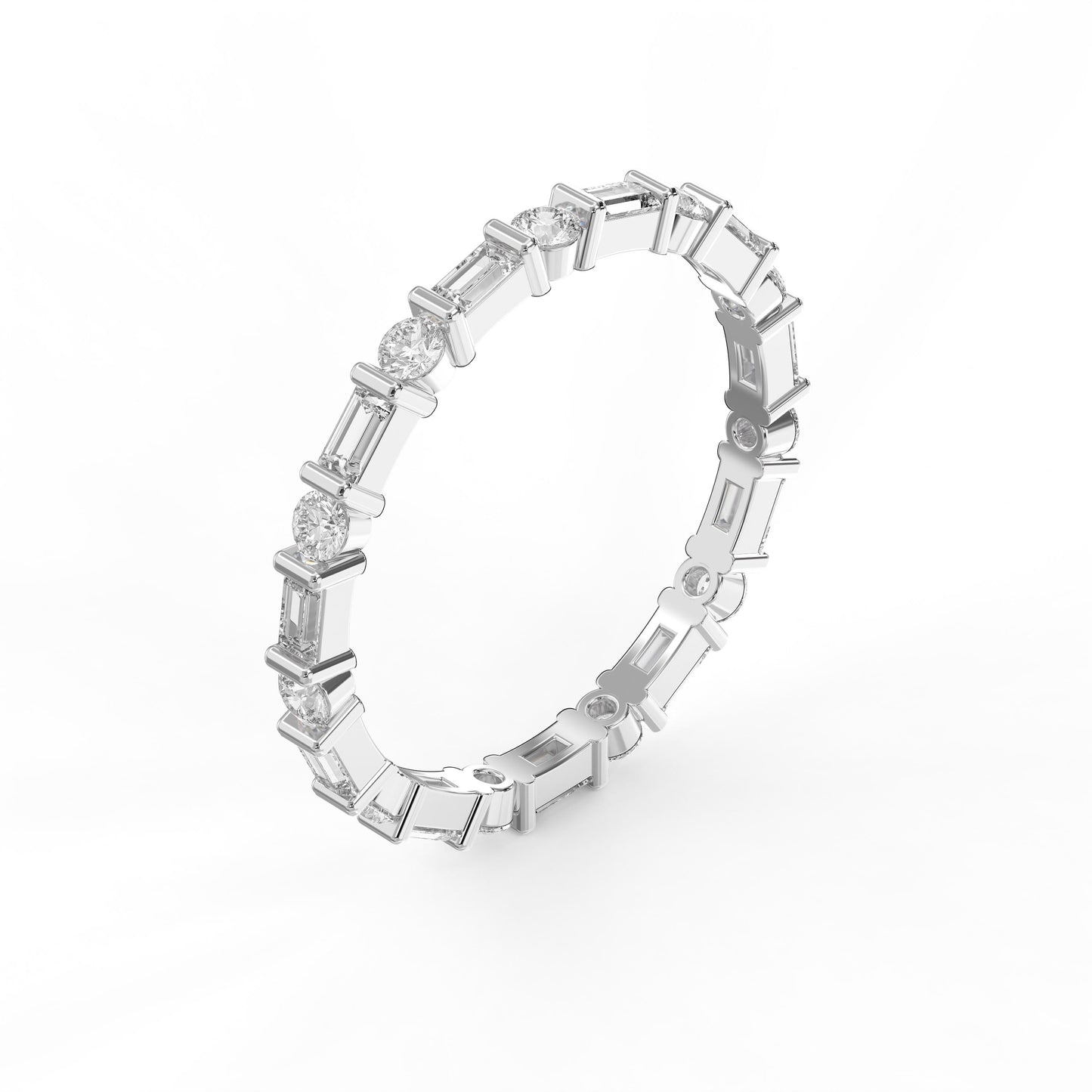 Luxury Round Baguette Cut Diamond Duo Ring