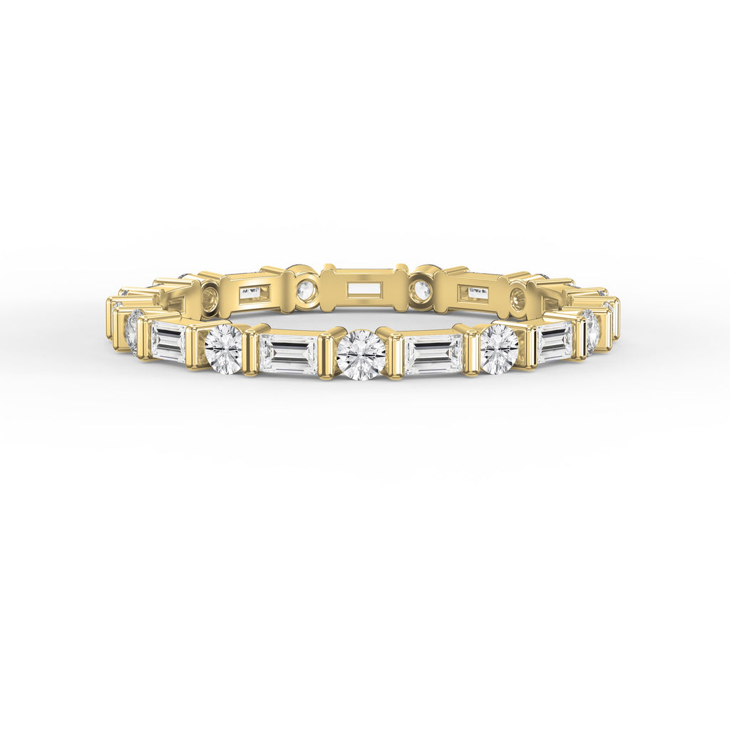 Luxury Round Baguette Cut Diamond Duo Ring
