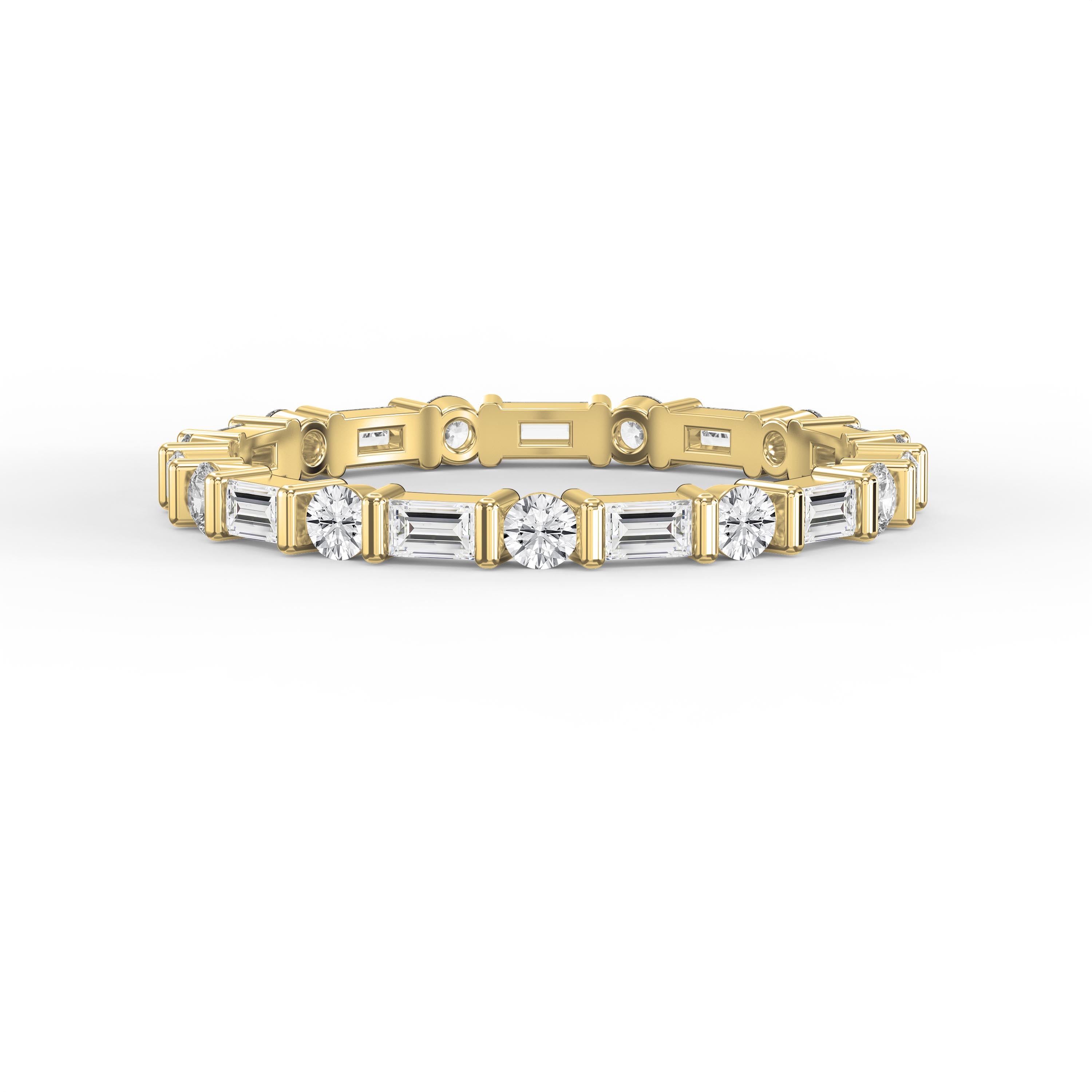Luxury Round Baguette Cut Diamond Duo Ring