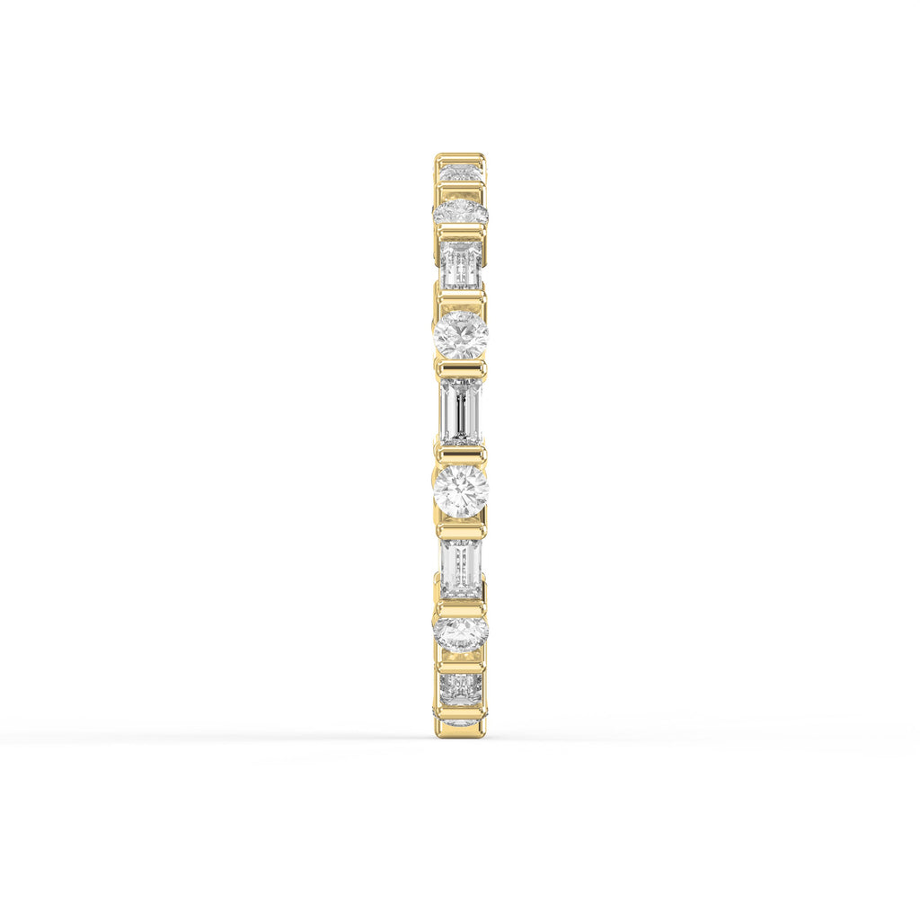 Luxury Round Baguette Cut Diamond Duo Ring