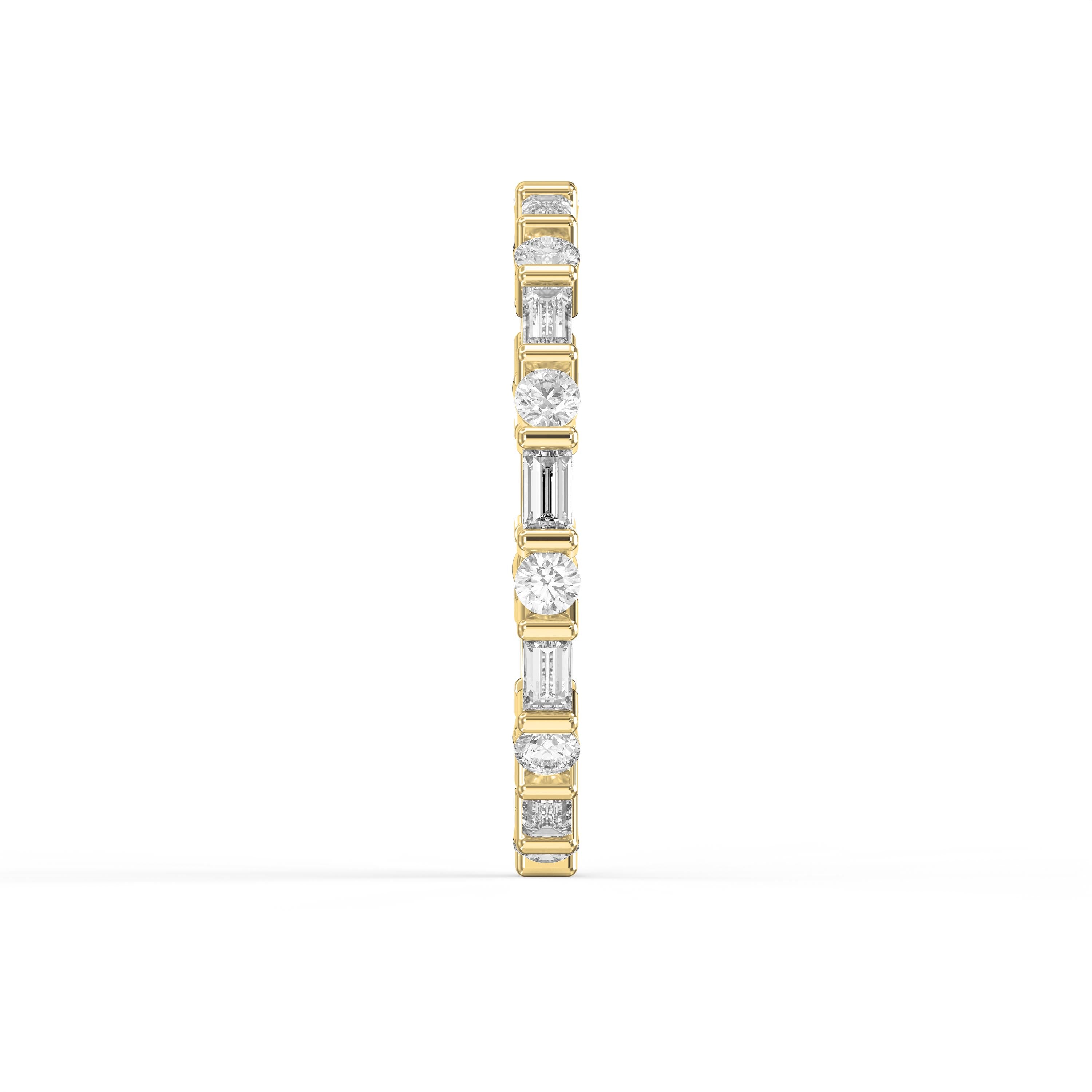 Luxury Round Baguette Cut Diamond Duo Ring