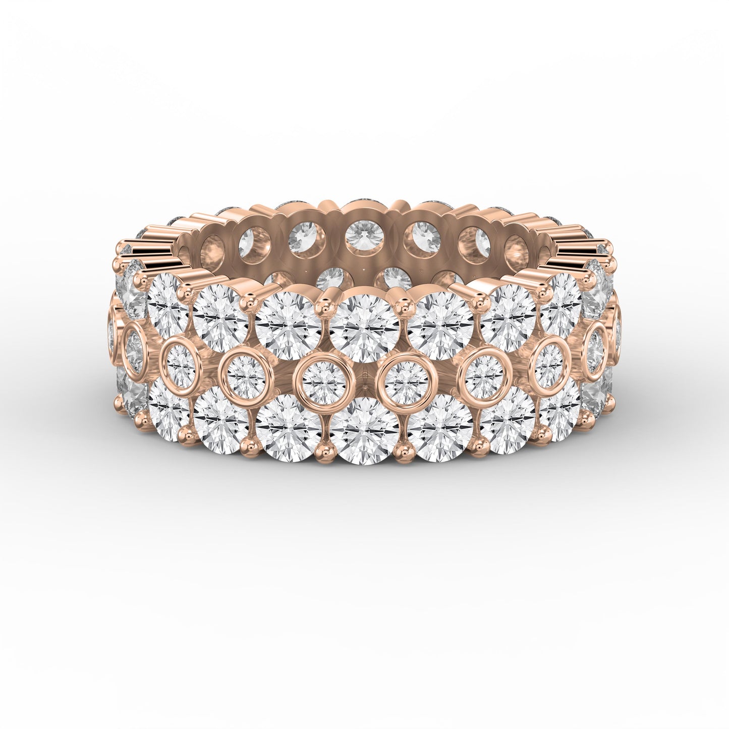 Wide Multi Row Round Brilliant Cut Diamond Band ( 4.00 - 5.00 ct. )