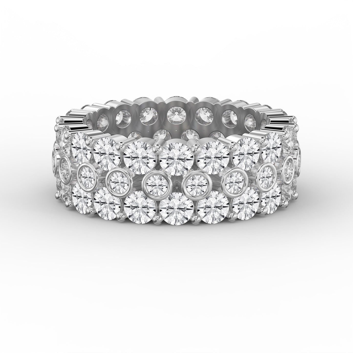 Wide Multi Row Round Brilliant Cut Diamond Band ( 4.00 - 5.00 ct. )