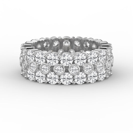 Wide Multi Row Round Brilliant Cut Diamond Band ( 4.00 - 5.00 ct. )