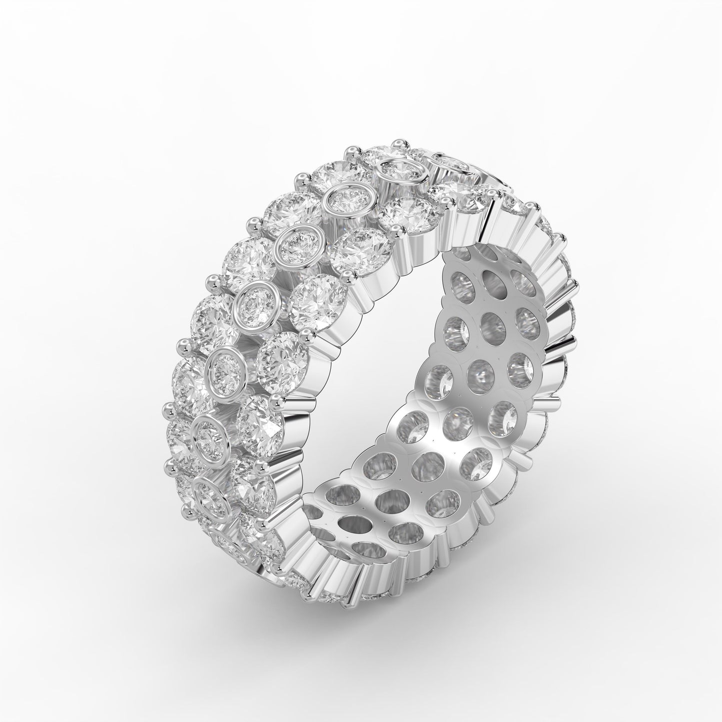 Wide Multi Row Round Brilliant Cut Diamond Band ( 4.00 - 5.00 ct. )