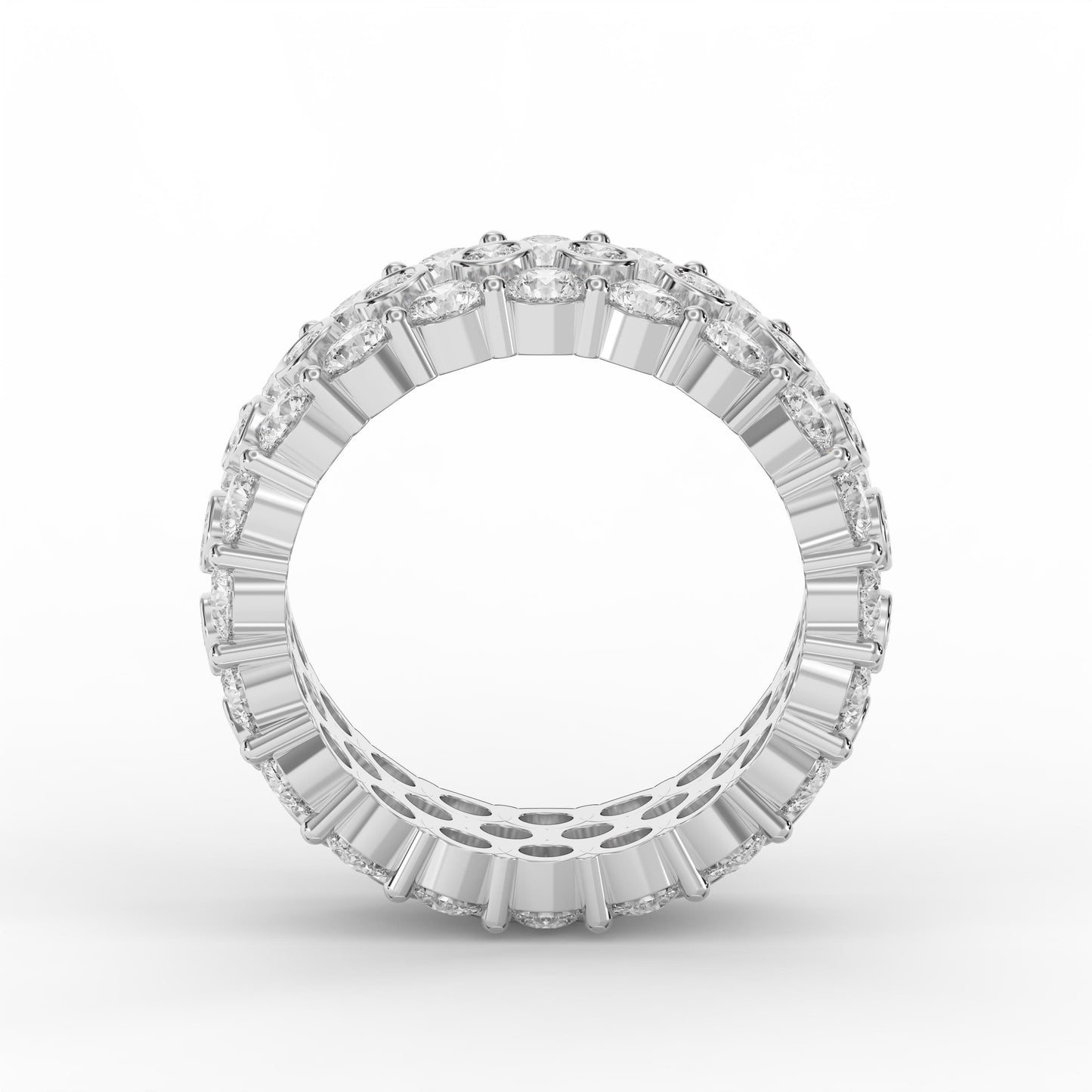 Wide Multi Row Round Brilliant Cut Diamond Band ( 4.00 - 5.00 ct. )