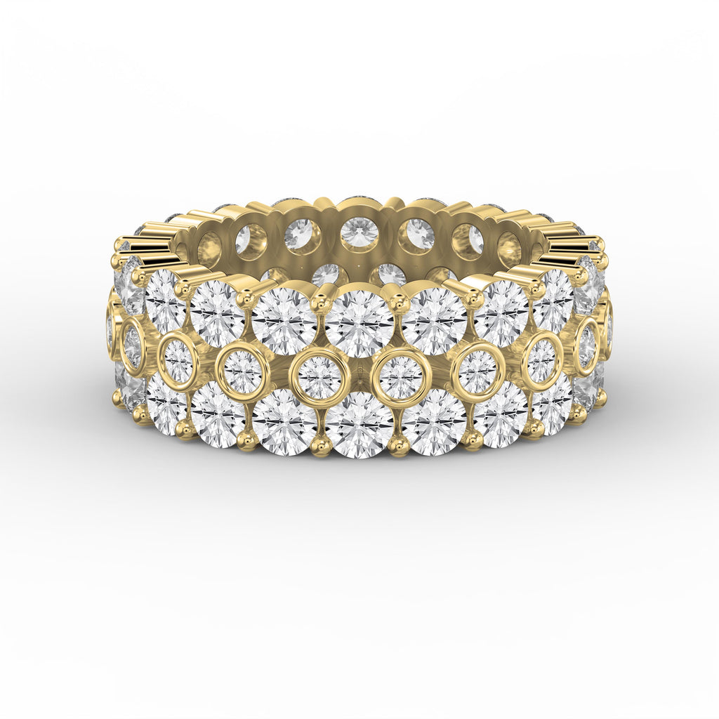 Wide Multi Row Round Brilliant Cut Diamond Band