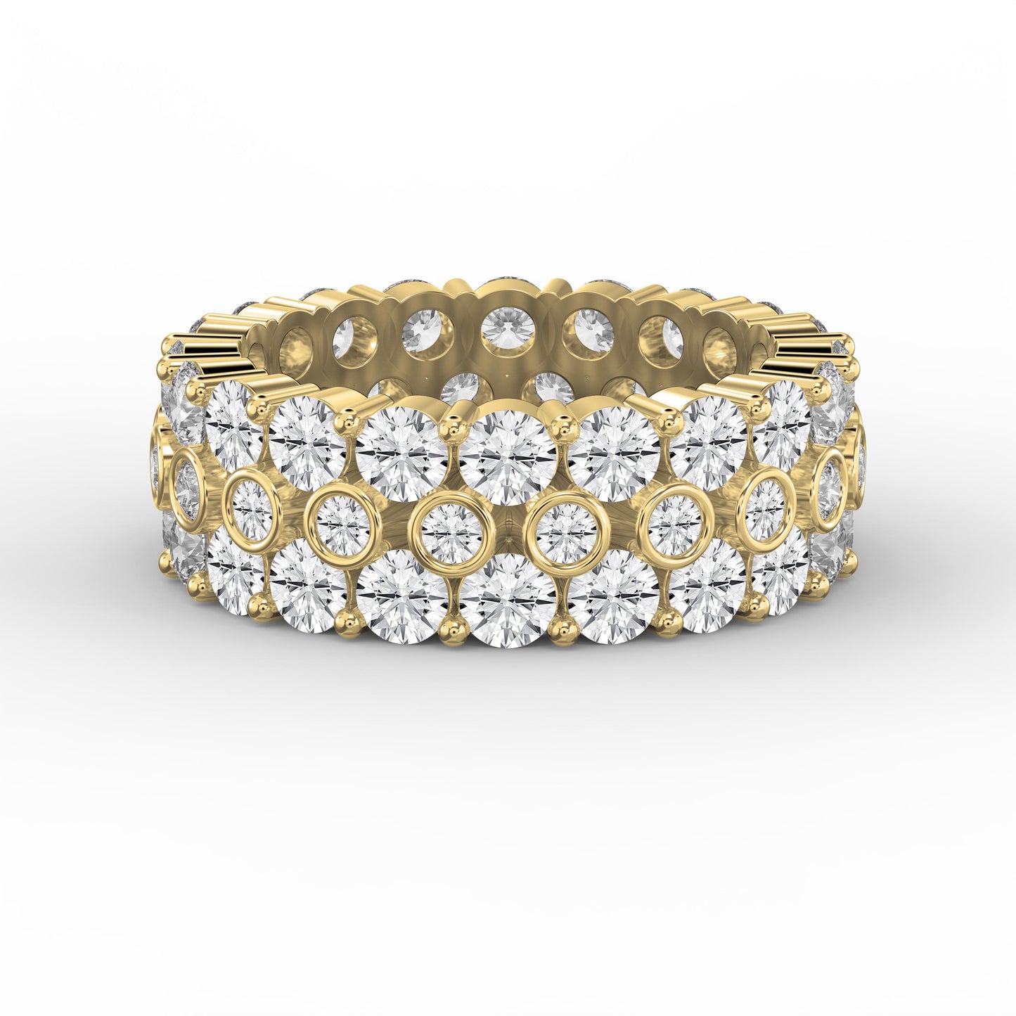 Wide Multi Row Round Brilliant Cut Diamond Band ( 4.00 - 5.00 ct. )
