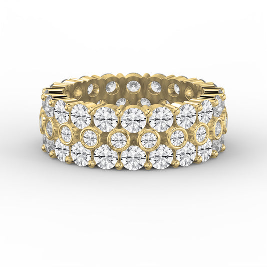 Wide Multi Row Round Brilliant Cut Diamond Band