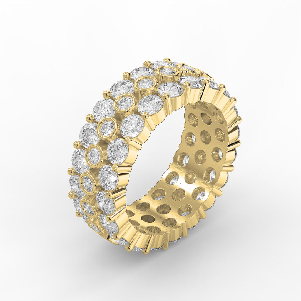 Wide Multi Row Round Brilliant Cut Diamond Band