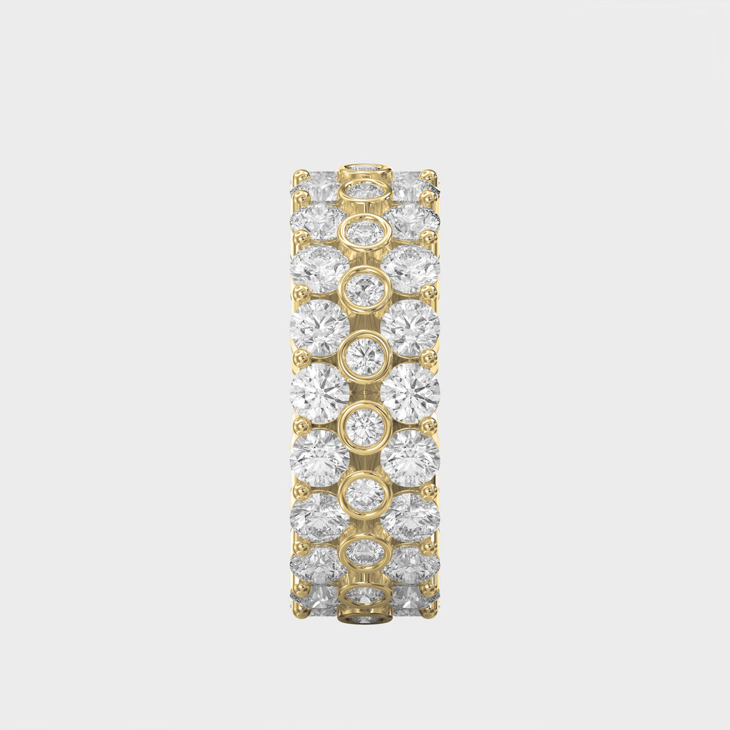 Wide Multi Row Round Brilliant Cut Diamond Band