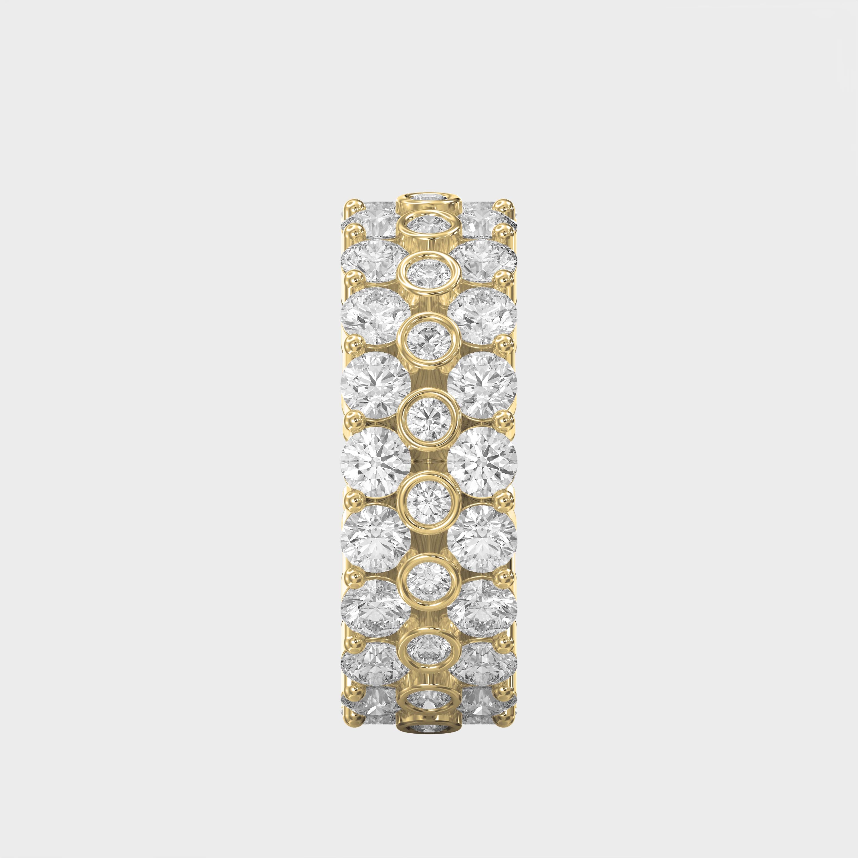 Wide Multi Row Round Brilliant Cut Diamond Band