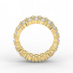 Wide Multi Row Round Brilliant Cut Diamond Band