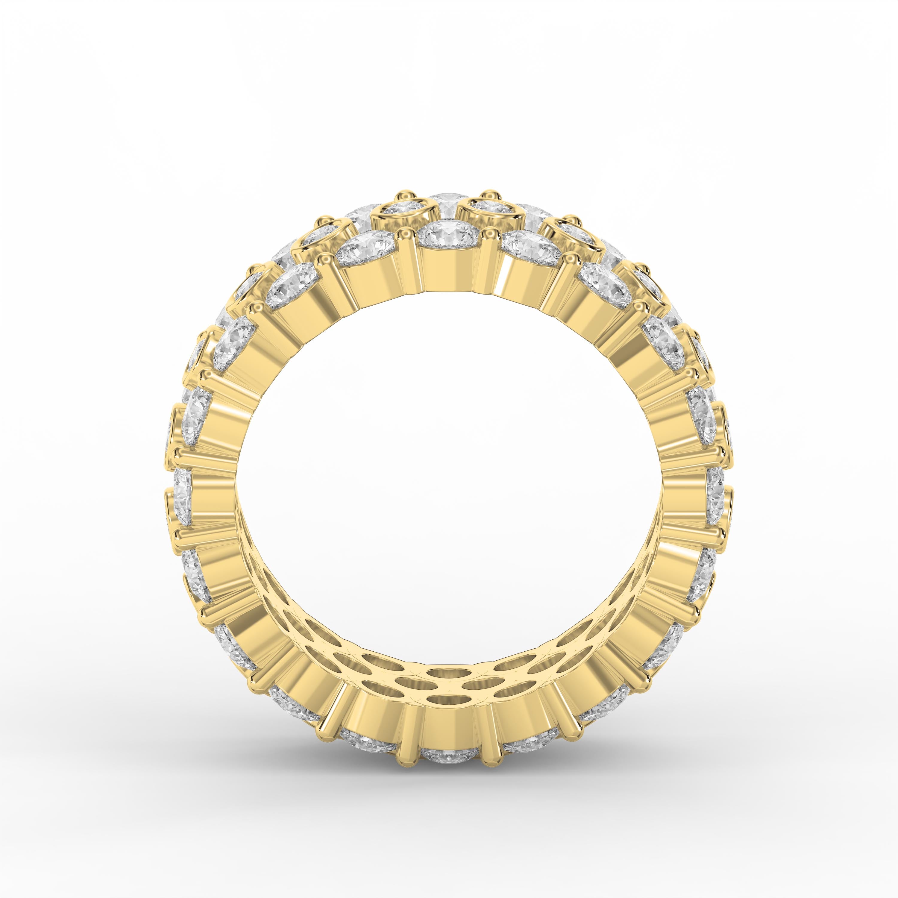 Wide Multi Row Round Brilliant Cut Diamond Band