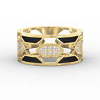 Geometric Cluster Design with Black Enamel Diamond Band
