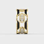 Geometric Cluster Design with Black Enamel Diamond Band