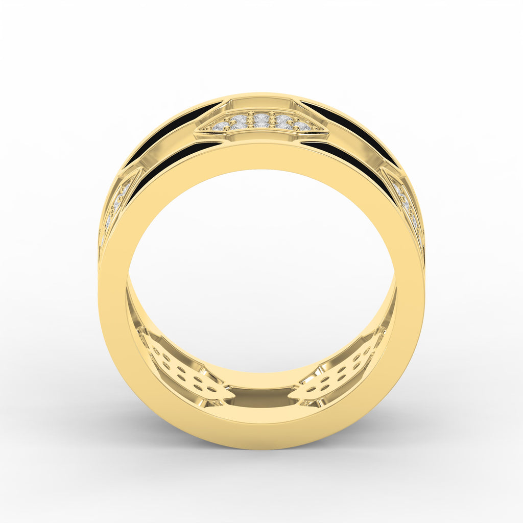 Geometric Cluster Design with Black Enamel Diamond Band