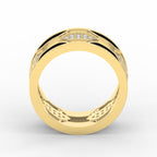 Geometric Cluster Design with Black Enamel Diamond Band