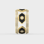 Wide Round Diamond Band with Black Enamel Ring