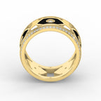 Wide Round Diamond Band with Black Enamel Ring