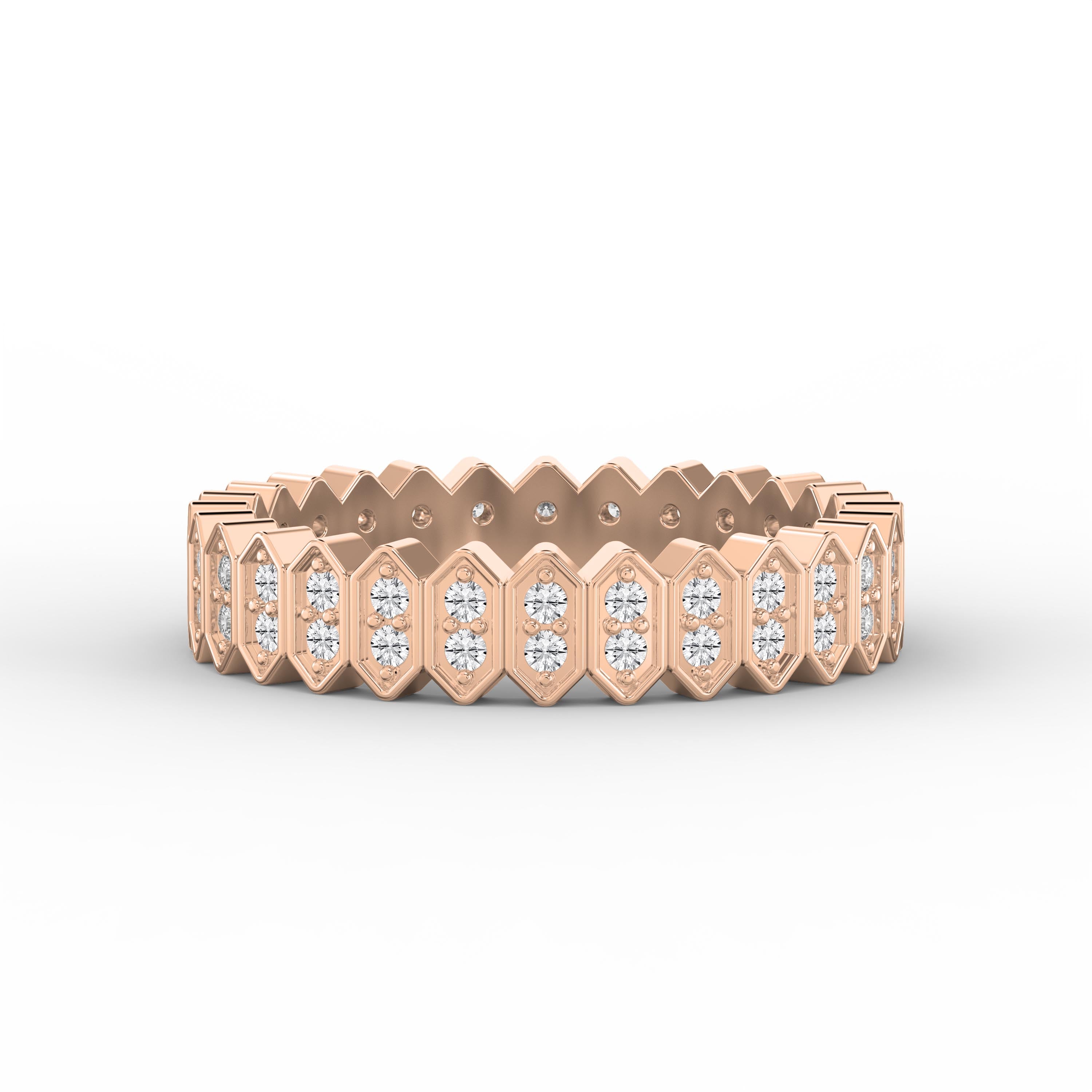Marquise Motif Round Diamond Wedding Band