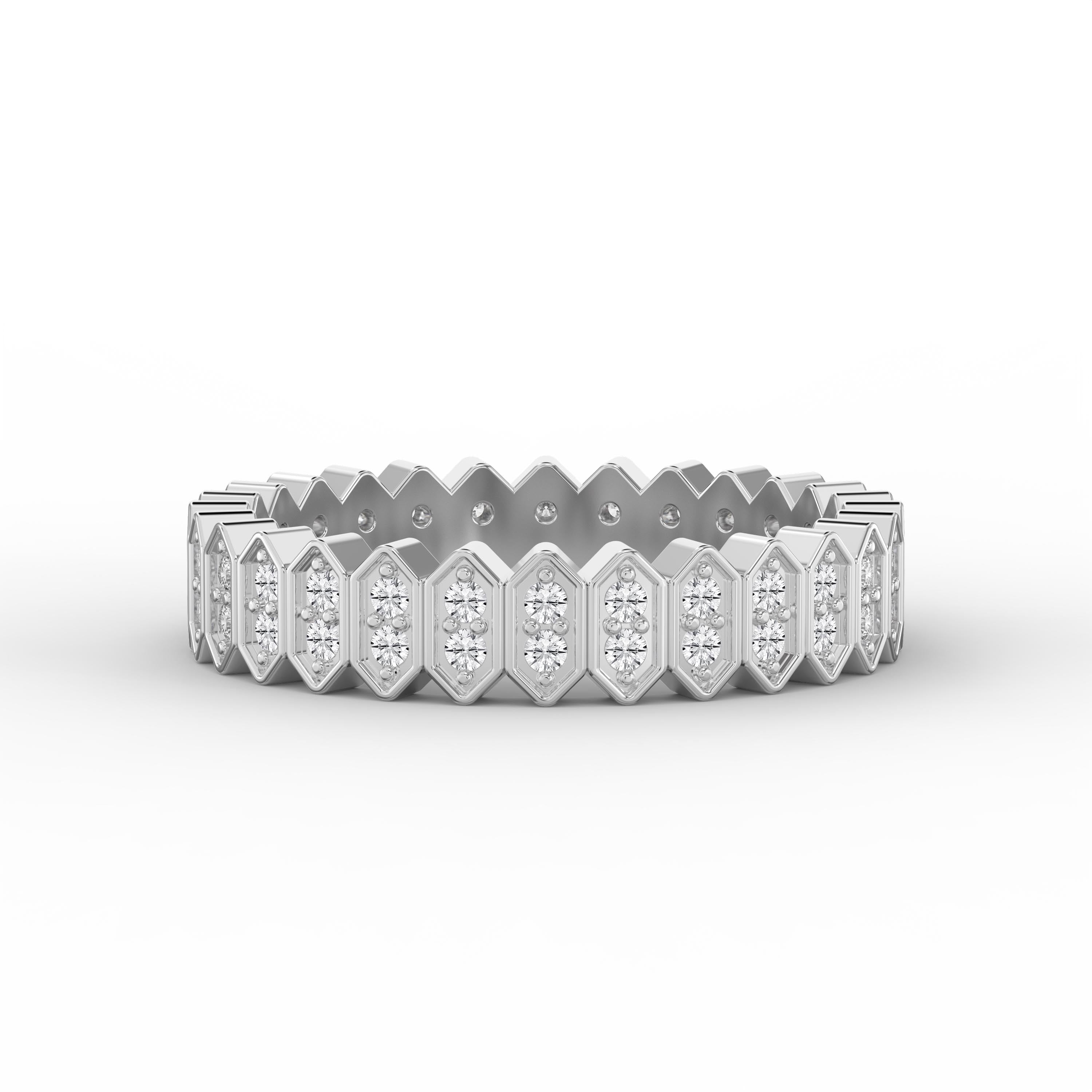 Marquise Motif Round Diamond Wedding Band