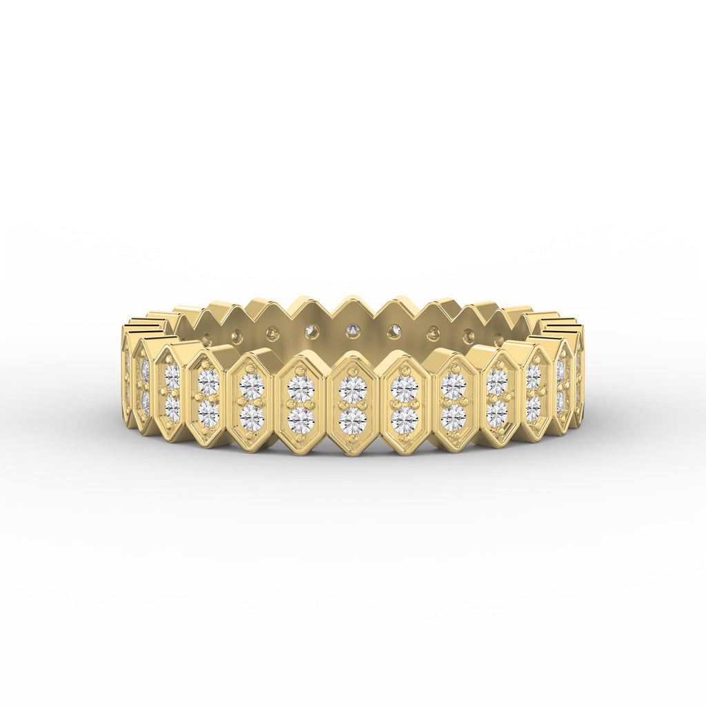 Marquise Motif Round Diamond Wedding Band