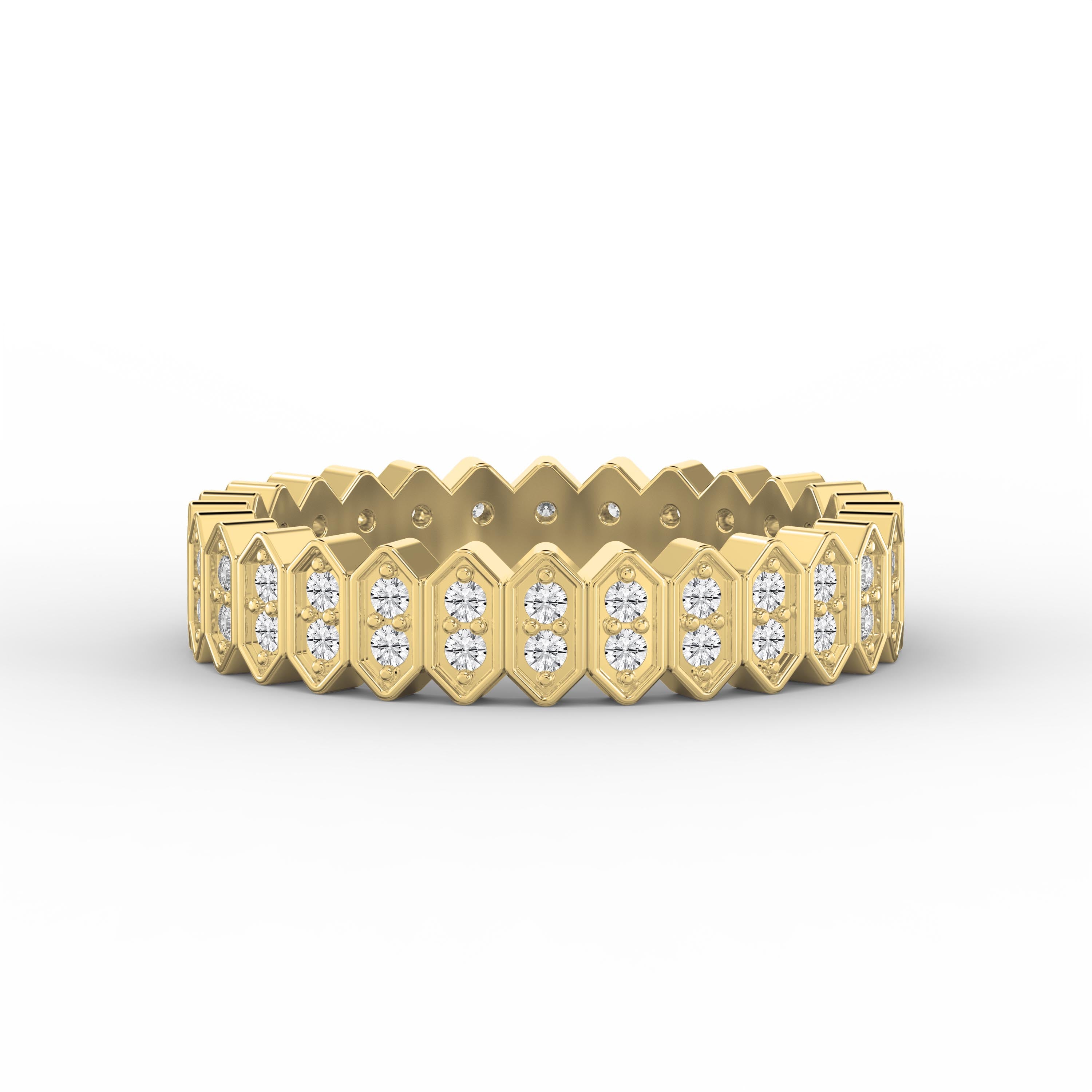 Marquise Motif Round Diamond Wedding Band